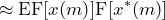 \begin{방정식*} \about\text{EF}[x(m)]\text{F}[x^{*}(m)] \end{방정식*}