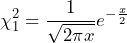 \begin{방정식*} \chi^2_{1} = \frac {1}{\sqrt{2\pi x}}e^{-\frac{x}{2}} \end{방정식*}