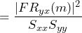 \begin{방정식*} =\frac{|FR_{yx}(m)|^2}{S_{xx}S_{yy}} \end{방정식*}