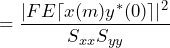 \begin{방정식*} =\frac{|FE\lceil x(m)y^*(0)\rceil|^2}{S_{xx}S_{yy}} \end{방정식*}