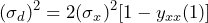 \begin{방정식*} (\sigma_{d})^2=2(\sigma_{x})^2[1-y_{xx}(1)] \end{방정식*}